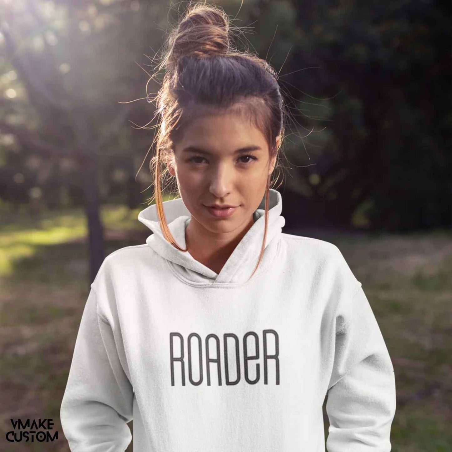 white roader unisex hoodie vmakecustom