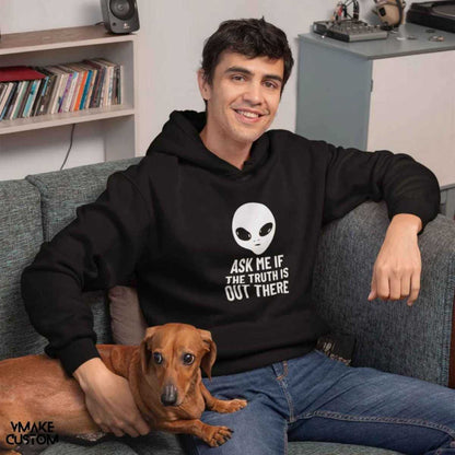 ask me if black unisex hoodie vmakecustom